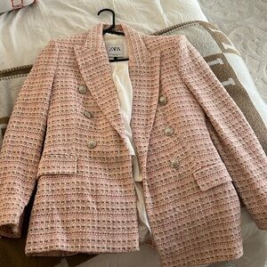 Zara Blazer Pink Tweed